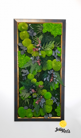 Tablou Island vertical – mușchi, licheni, plante stabilizate, ramă aurie [3]