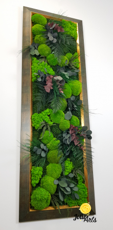 Tablou Island vertical – mușchi, licheni, plante stabilizate, ramă aurie [6]