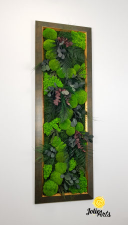 Tablou Island vertical – mușchi, licheni, plante stabilizate, ramă aurie [4]
