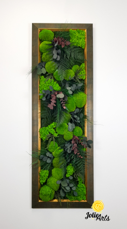Tablou Island vertical – mușchi, licheni, plante stabilizate, ramă aurie [3]