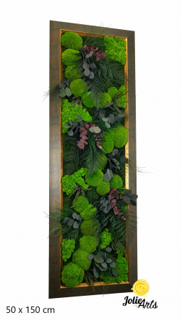 Tablou Island vertical – mușchi, licheni, plante stabilizate, ramă aurie [1]