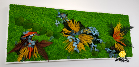 Tablou Color Nature – licheni, mușchi și plante stabilizate, ramă albă, 80 x 200 cm [6]