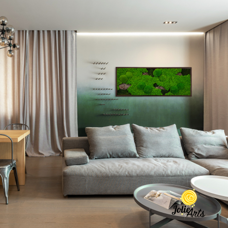 Tablouri - Tablou Scoarță Clasică cu Mușchi de Pădure, Scoarță de Pin și Licheni Naturali