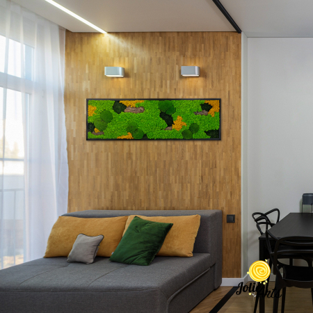 Tablouri - Tablou Scoarță cu Galben Jolie Arts – Design Natural cu Licheni și Mușchi