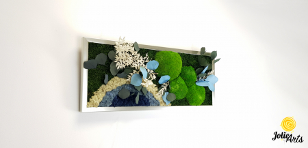 Tablou Soare Alb cu Albastru – licheni, mușchi, plante stabilizate Jolie Arts [4]