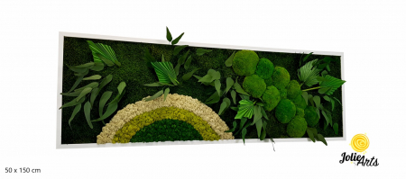 Model Soare cu Alb – licheni naturali, mușchi bombati, plante stabilizate Jolie Arts [1]