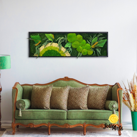 Tablouri - Model Soare cu Alb – licheni naturali, mușchi bombati, plante stabilizate Jolie Arts