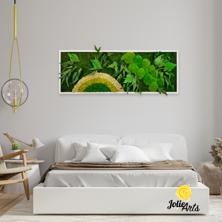 Tablouri - Model Soare cu Alb – licheni naturali, mușchi bombati, plante stabilizate Jolie Arts