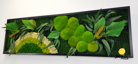Tablou Soare cu Alb – licheni, mușchi stabilizați și plante naturale Jolie Arts [5]