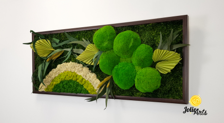 Tablou Soare cu Alb – licheni, mușchi stabilizați și plante naturale Jolie Arts [2]