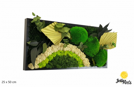 Tablouri - Tablou Soare cu Alb – licheni, mușchi stabilizați și plante naturale Jolie Arts