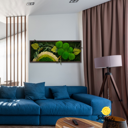 Tablouri cu licheni, muschi si plante naturale stabilizate - Tablou Soare cu Alb – licheni, mușchi stabilizați și plante naturale Jolie Arts