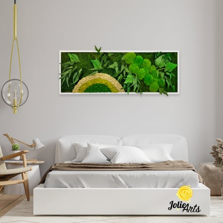 Tablouri - Tablou Soare cu Alb – licheni, mușchi stabilizați și plante naturale Jolie Arts