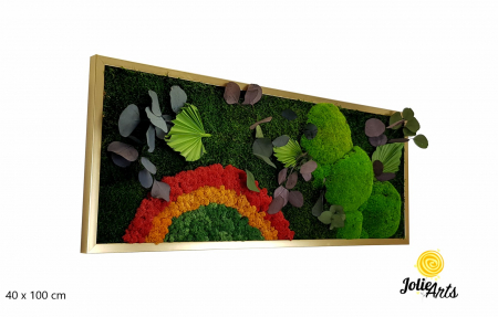 Tablouri cu licheni, muschi si plante naturale stabilizate - Tablou Soare cu Roșu – licheni, mușchi, plante conservate Jolie Arts