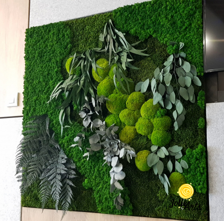 Proiecte personalizate - Tablou Green Flow – licheni, mușchi bombat și plante naturale, 80 x 100 cm ramă albă / 80 x 120 cm fără ramă