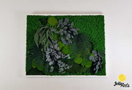 Tablou Green Flow – licheni, mușchi bombat și plante naturale, 80 x 100 cm ramă albă / 80 x 120 cm fără ramă [2]