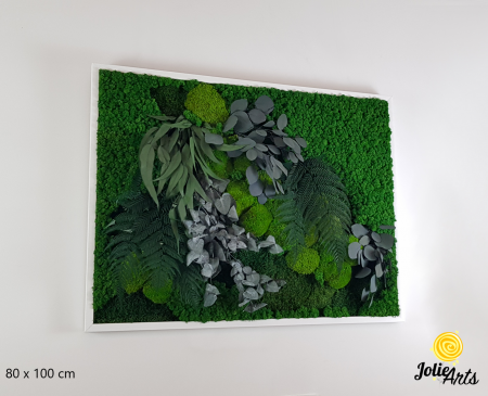Proiecte personalizate - Tablou Green Flow – licheni, mușchi bombat și plante naturale, 80 x 100 cm ramă albă / 80 x 120 cm fără ramă