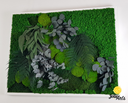 Tablou Green Flow – licheni, mușchi bombat și plante naturale, 80 x 100 cm ramă albă / 80 x 120 cm fără ramă [3]