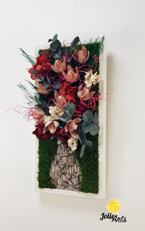 Pink Flower Vase, Plante Naturale Stabilizate si Muschi de Padure [1]