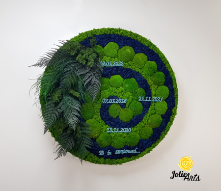 Rama Rotunda, Mesaj Personalizat, Decorata cu Licheni, Muschi si Plante Naturale Stabilizate [1]