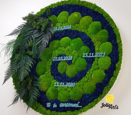 Rama Rotunda, Mesaj Personalizat, Decorata cu Licheni, Muschi si Plante Naturale Stabilizate [4]