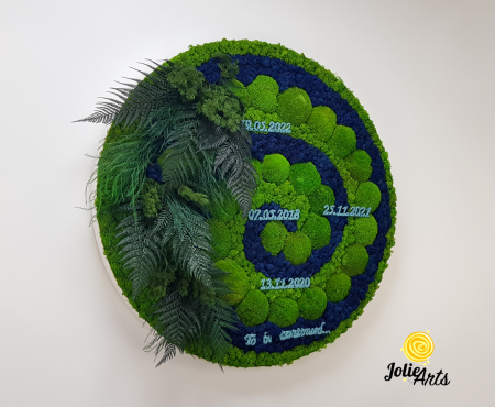 Logo-uri personalizate - Rama Rotunda, Mesaj Personalizat, Decorata cu Licheni, Muschi si Plante Naturale Stabilizate
