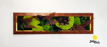 Tablou Model Red Amazon – Licheni, Mușchi și Plante Naturale Stabilizate – Ramă Roșu Patinat cu Inserții Aurii [3]
