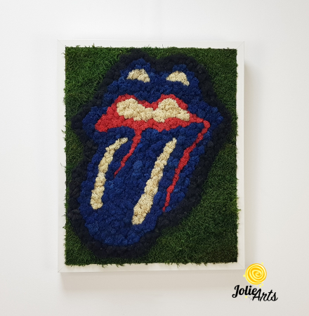Rolling Stones Logo, cu albastru, decorat cu licheni si muschi naturali stabilizati [3]