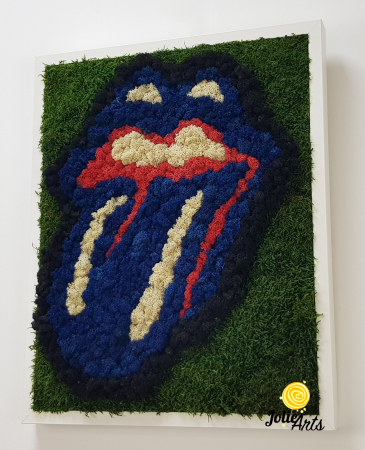 Rolling Stones Logo, cu albastru, decorat cu licheni si muschi naturali stabilizati [5]