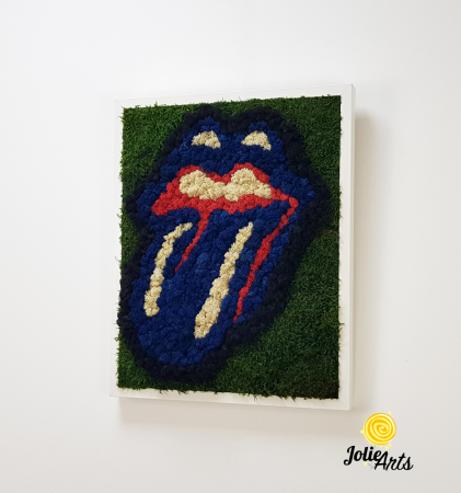 Rolling Stones Logo, cu albastru, decorat cu licheni si muschi naturali stabilizati [2]