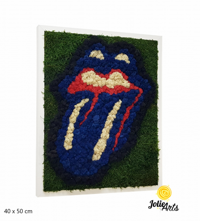 Rolling Stones Logo, cu albastru, decorat cu licheni si muschi naturali stabilizati [1]