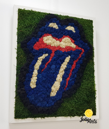 Rolling Stones Logo, cu albastru, decorat cu licheni si muschi naturali stabilizati [6]