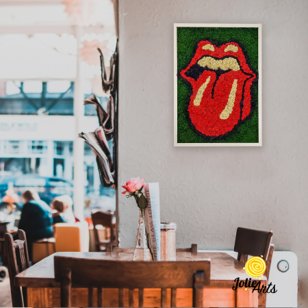Logo-uri personalizate - Rolling Stones Logo cu licheni si muschi naturali stabilizati