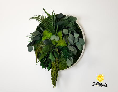 Tablou rotund Round Green Circle, licheni și mușchi naturali stabilizați Jolie Arts [1]