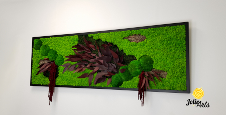 Tablou licheni, muschi si plante naturale stabilizate, Model Amaranthus Rosu, 30 x 70 cm, rama neagra, Jolie Arts, www.tablouriculicheni.ro-2 [1]