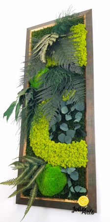Tablou Amazon Vertical – Licheni, Mușchi și Plante Naturale Stabilizate – Ramă Patinată cu Inserții Aurii [5]