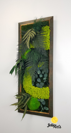 Tablou Amazon Vertical – Licheni, Mușchi și Plante Naturale Stabilizate – Ramă Patinată cu Inserții Aurii [2]
