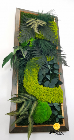 Tablou Amazon Vertical – Licheni, Mușchi și Plante Naturale Stabilizate – Ramă Patinată cu Inserții Aurii [6]