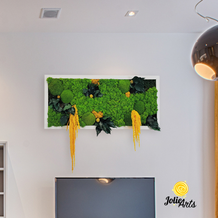 Tablouri licheni - Tablou Amaranthus Galben natural cu licheni și mușchi bombat