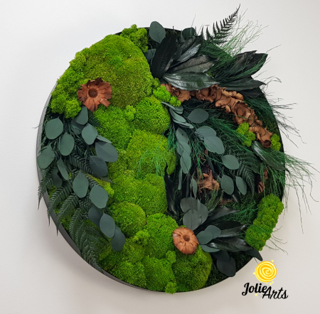 Tablou Round Green cu licheni și mușchi stabilizați, ramă rotundă Jolie Arts [5]