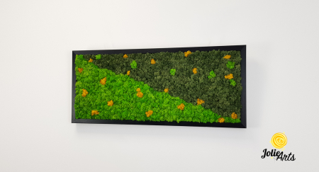 Tablou licheni naturali stabilizati, doua nuante de verde cu insertii de galben [1]