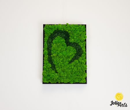 Tablou licheni naturali stabilizați, model Inimă Stilizată Jolie Arts, două nuanțe de verde [2]