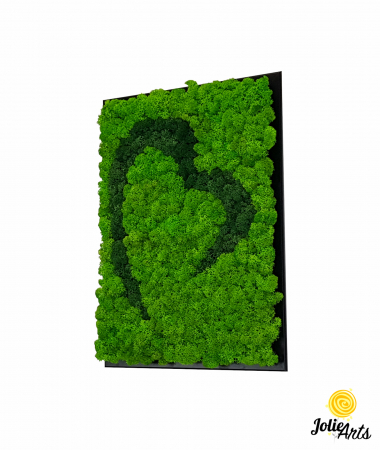 Tablouri - Tablou licheni naturali stabilizați, model Inimă Stilizată Jolie Arts, două nuanțe de verde