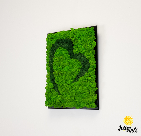 Tablou licheni naturali stabilizați, model Inimă Stilizată Jolie Arts, două nuanțe de verde [5]