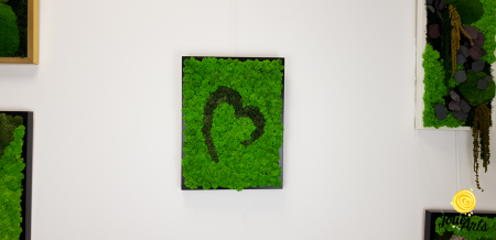 Tablou licheni naturali stabilizati Jolie Arts, model inima stilizata, doua nuante de verde [2]