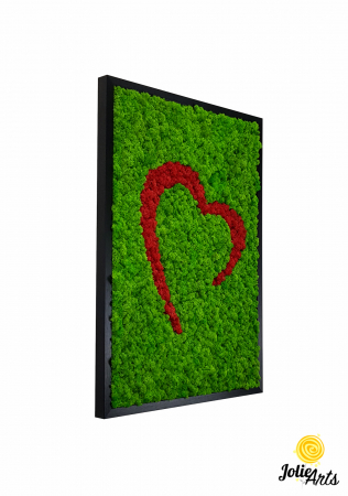 Tablouri - Tablou Inimă Stilizată Roșie – Licheni Naturali, Contrast Verde