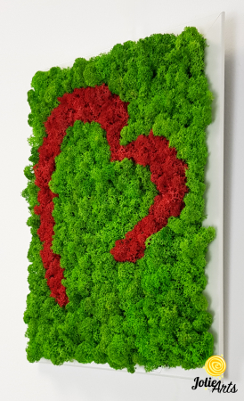 Tablou Inimă Stilizată Roșie – Licheni Naturali, Contrast Verde [3]