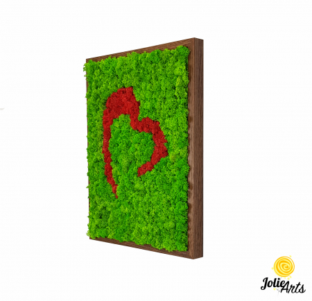 Tablouri - Tablou Inimă Stilizată Roșie – Licheni Naturali, Contrast Verde