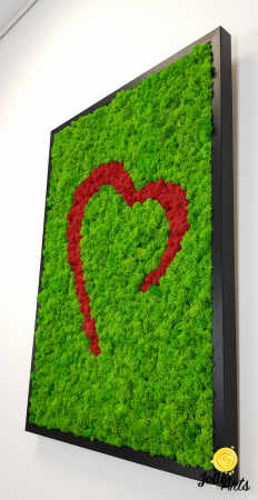 Tablou Inimă Stilizată Roșie – Licheni Naturali, Contrast Verde [4]