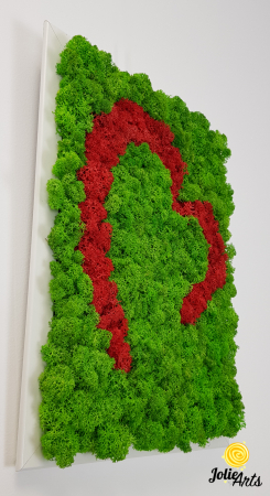 Tablou Inimă Stilizată Roșie – Licheni Naturali, Contrast Verde [4]